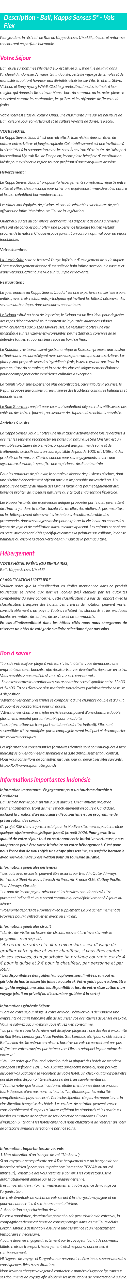 Détails du séjour