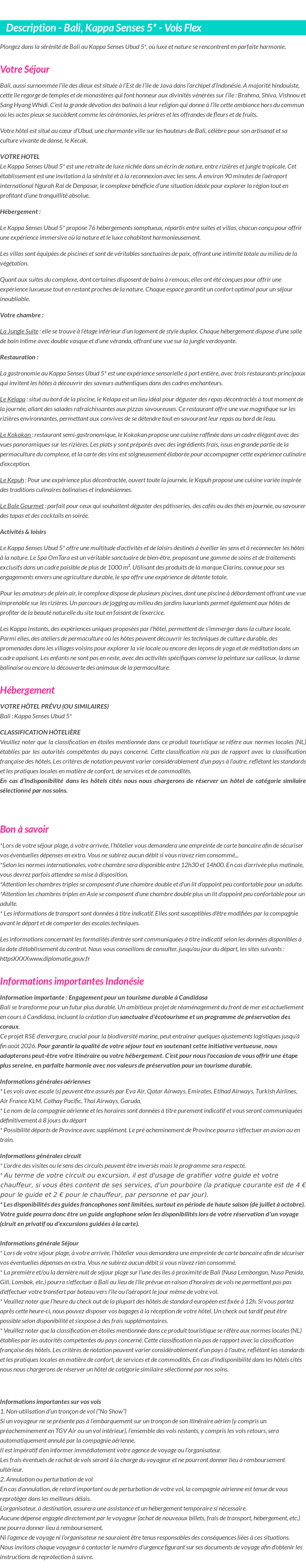 Détails du séjour