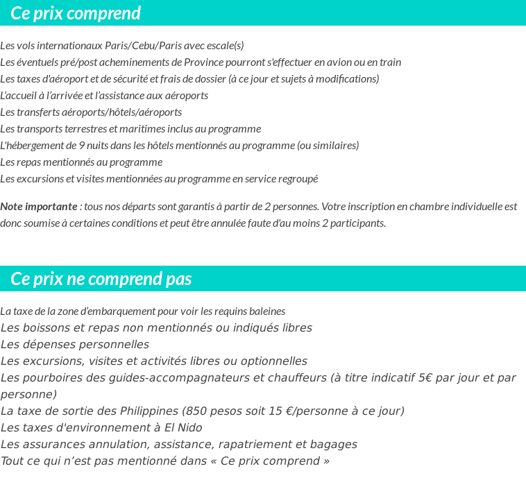 Conditions tarifaires