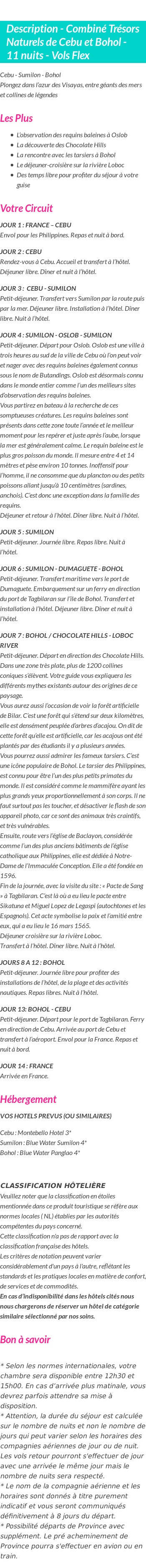 Détails du séjour