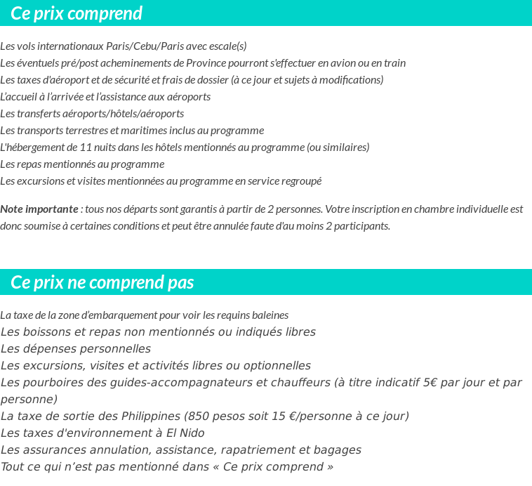 Conditions tarifaires