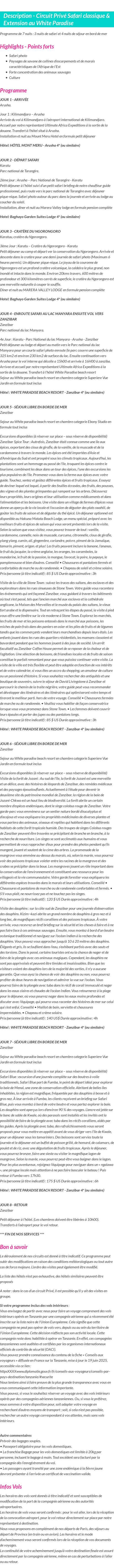 Détails du séjour