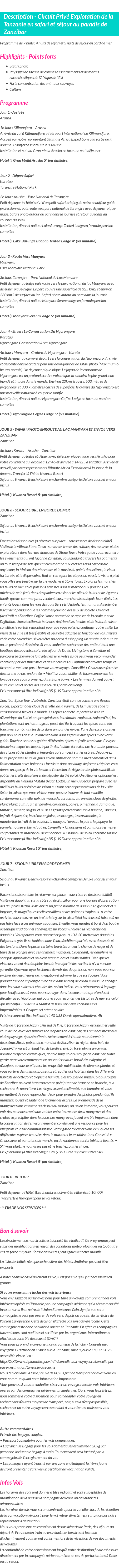 Détails du séjour