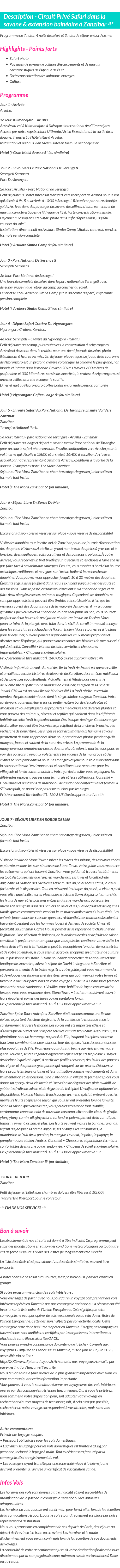Détails du séjour
