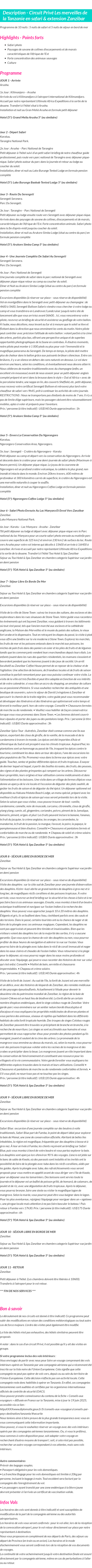 Détails du séjour