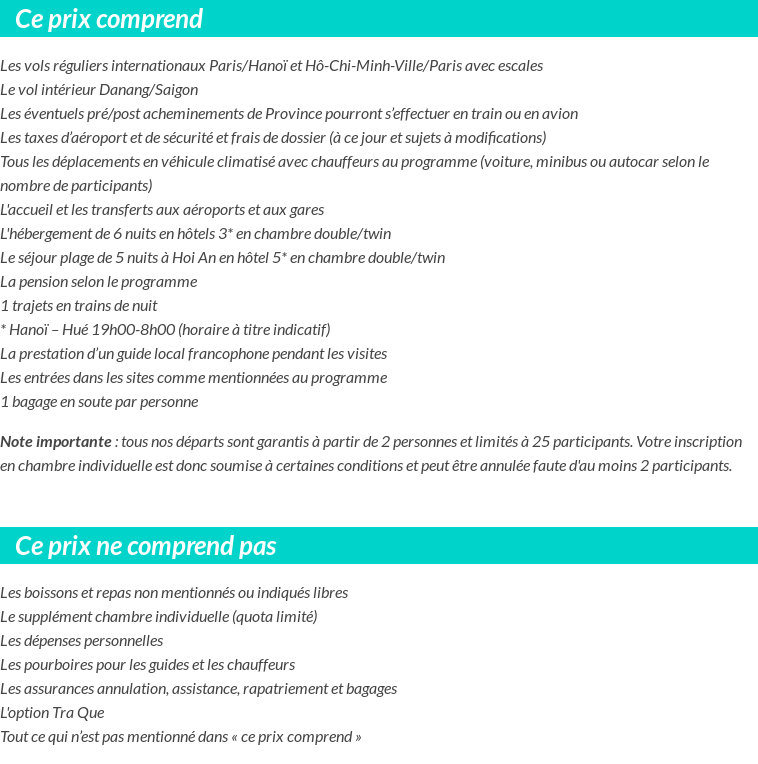 Conditions tarifaires