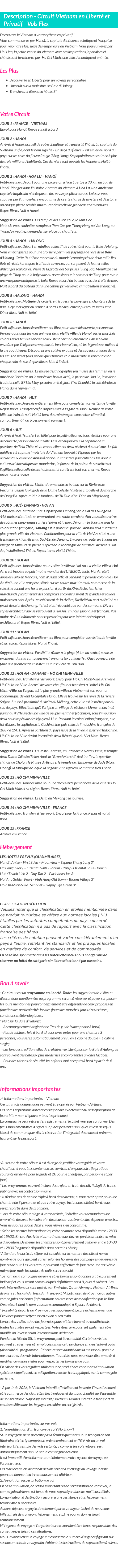 Détails du séjour