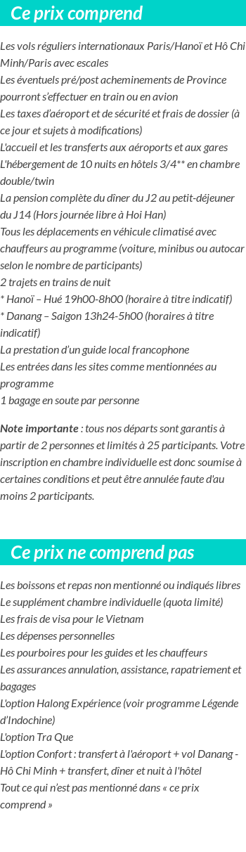Conditions tarifaires