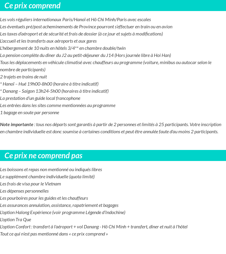 Conditions tarifaires