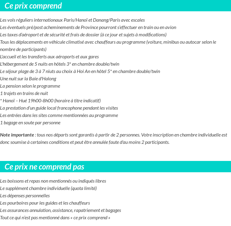 Conditions tarifaires
