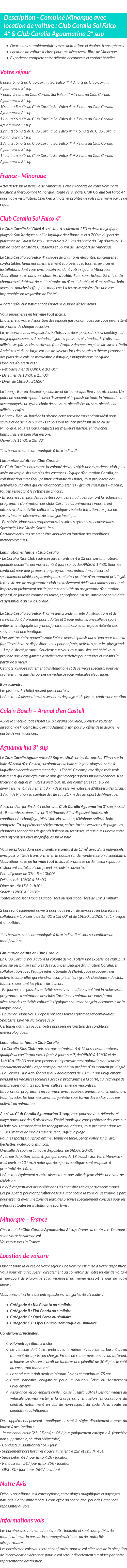 Détails du séjour
