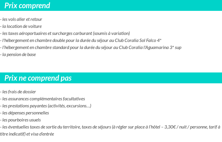 Conditions tarifaires