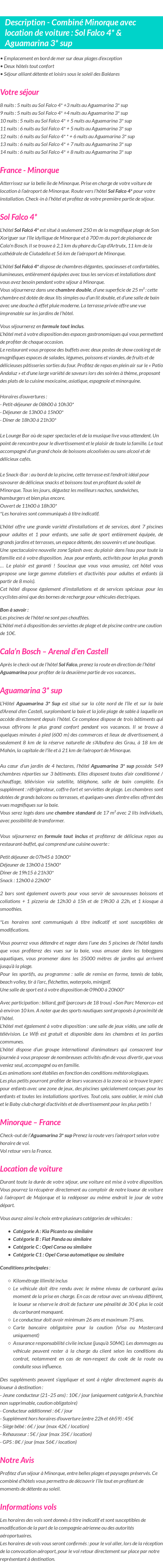 Détails du séjour