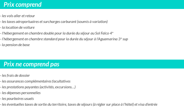 Conditions tarifaires