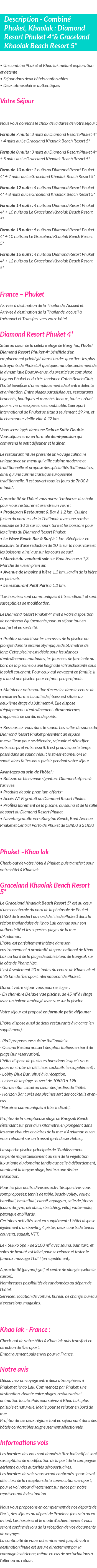 Détails du séjour