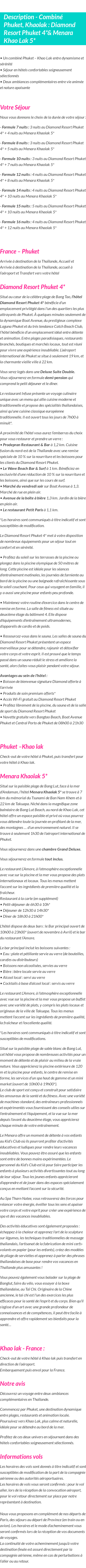 Détails du séjour
