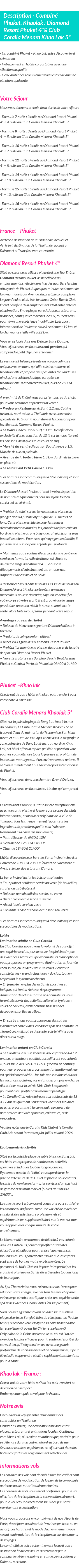 Détails du séjour