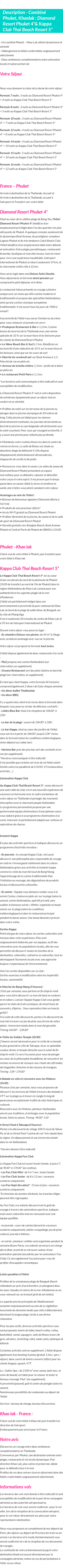 Détails du séjour