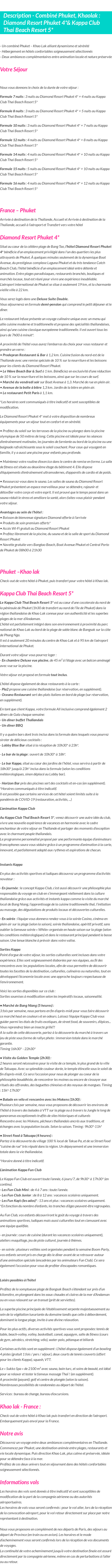 Détails du séjour