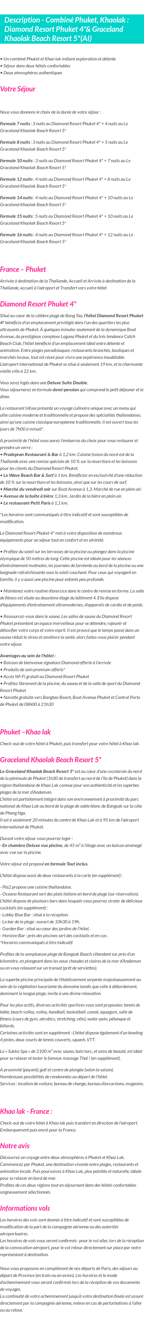 Détails du séjour