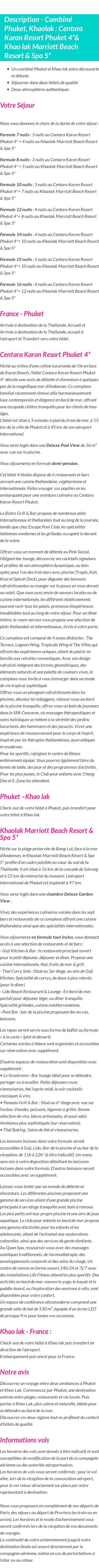 Détails du séjour