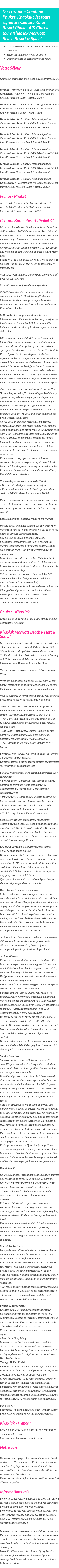 Détails du séjour