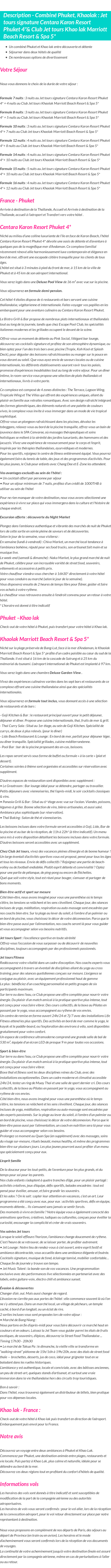Détails du séjour