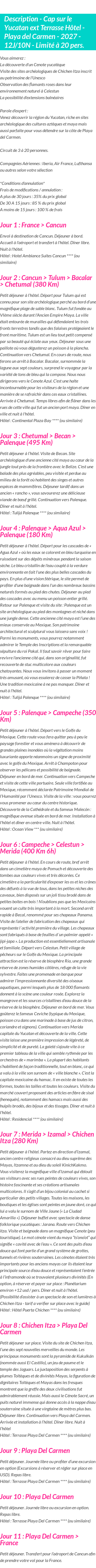 Détails du séjour