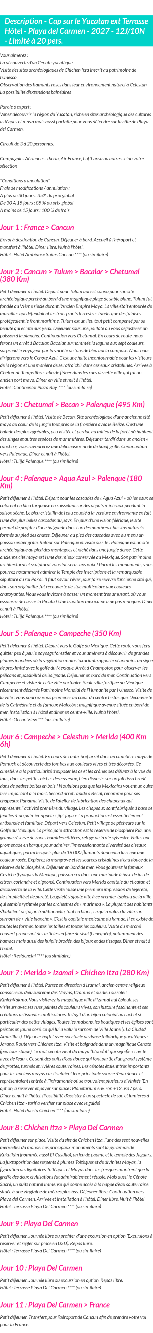 Détails du séjour