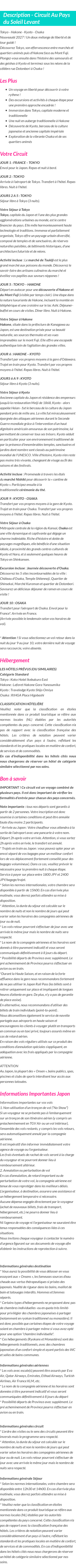 Détails du séjour