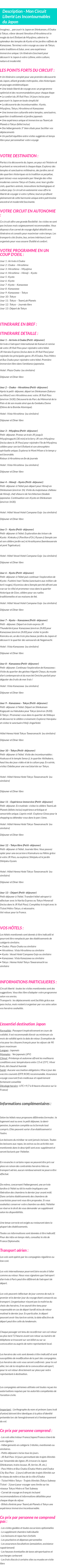 Détails du séjour
