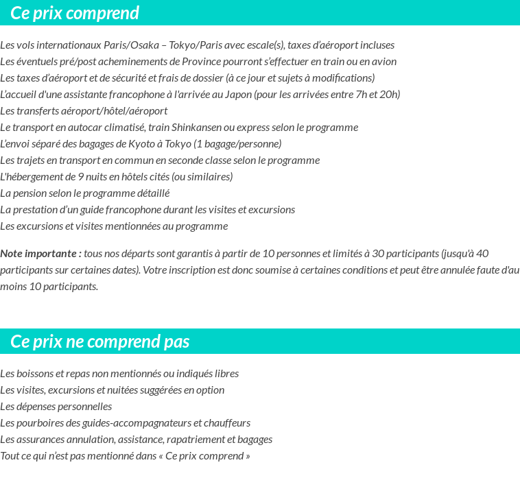 Conditions tarifaires