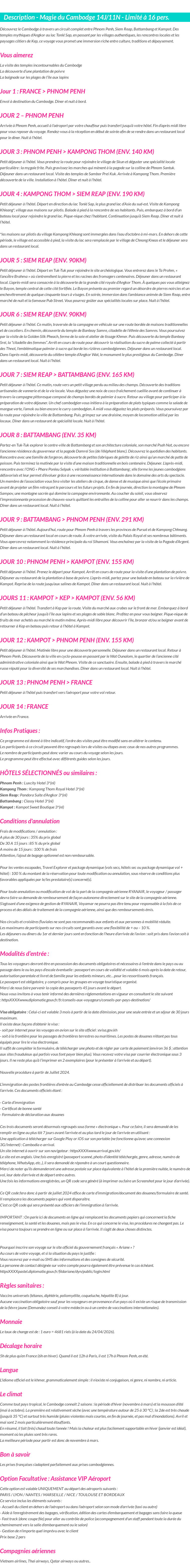 Détails du séjour