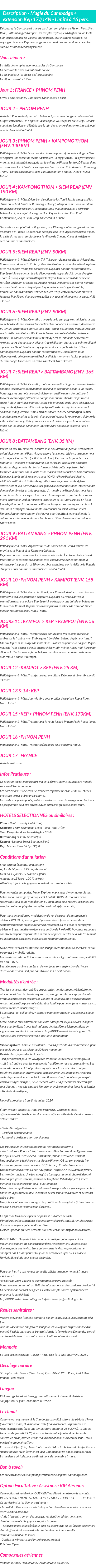 Détails du séjour