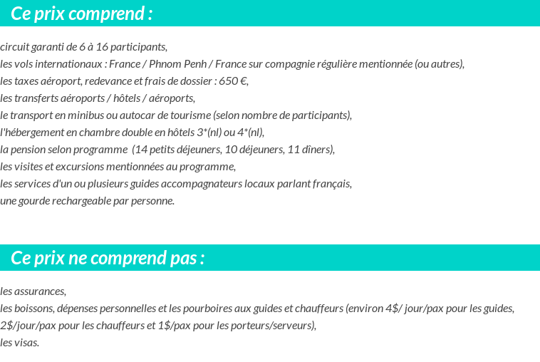 Conditions tarifaires