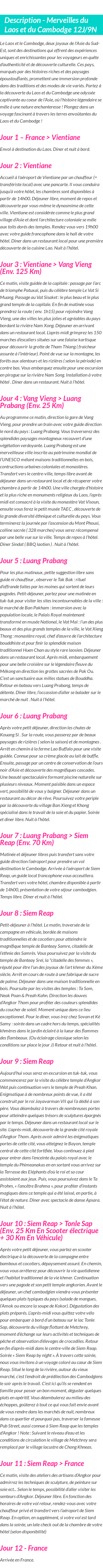 Détails du séjour