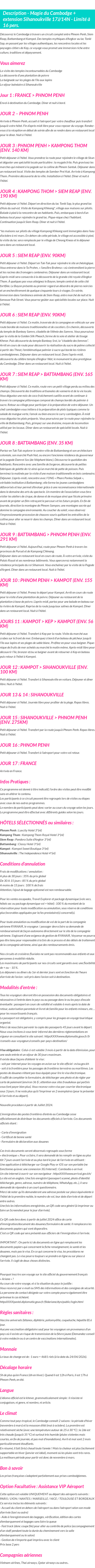 Détails du séjour
