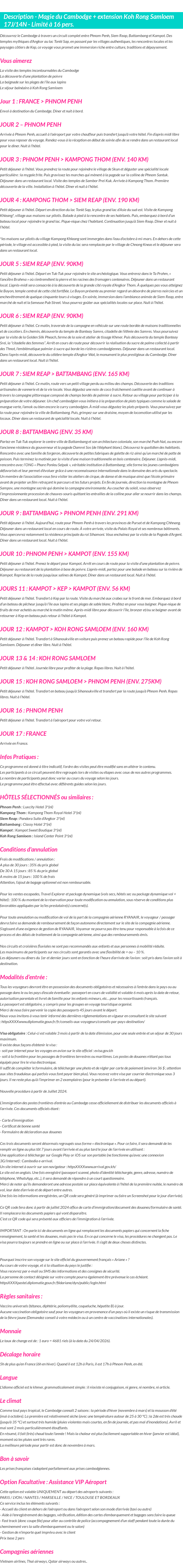 Détails du séjour