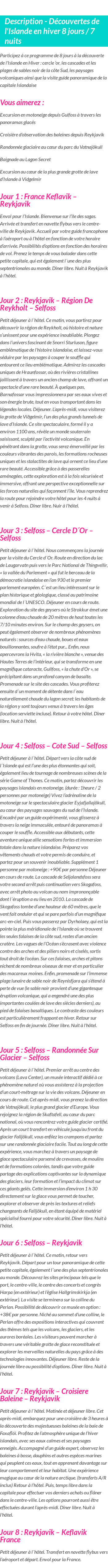 Détails du séjour