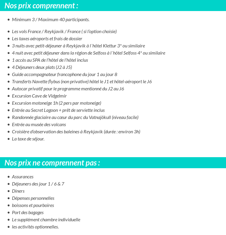 Conditions tarifaires