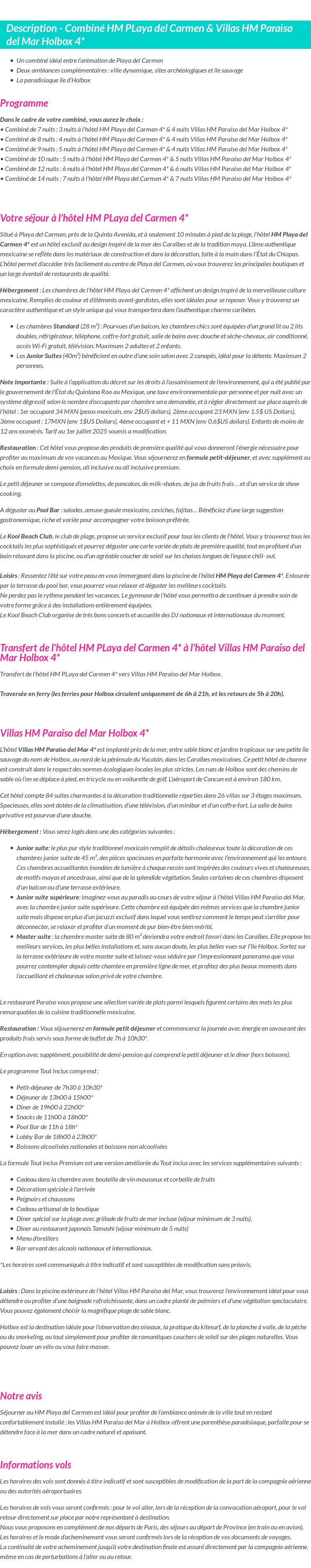 Détails du séjour