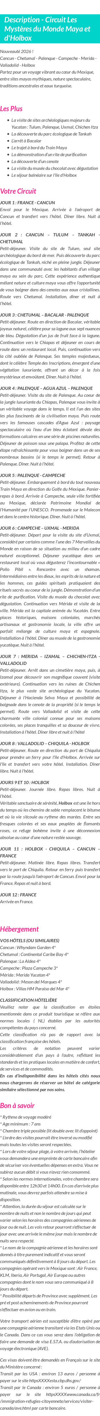 Détails du séjour