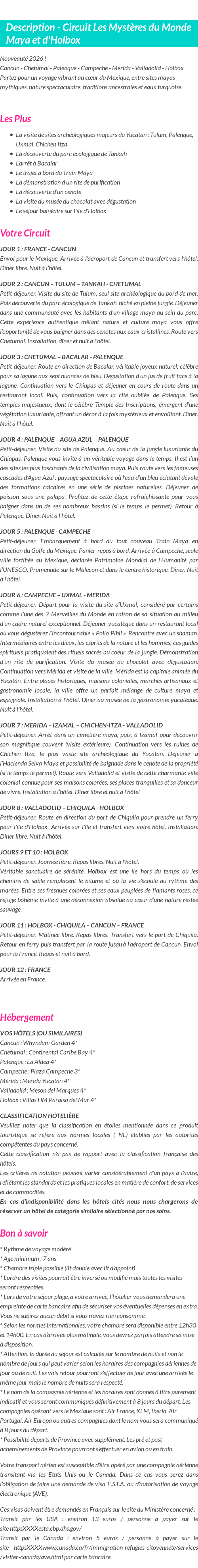 Détails du séjour
