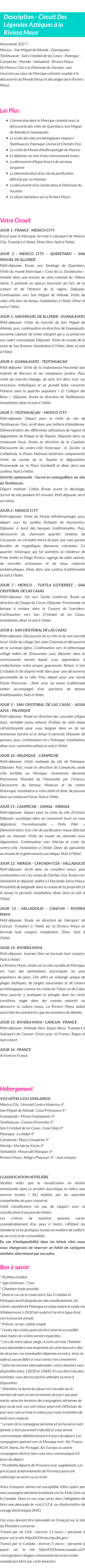 Détails du séjour