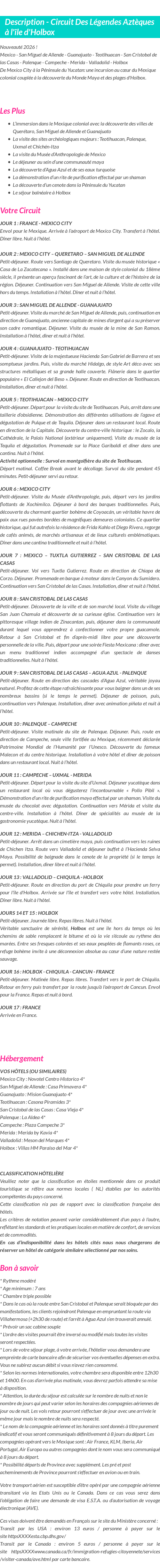Détails du séjour