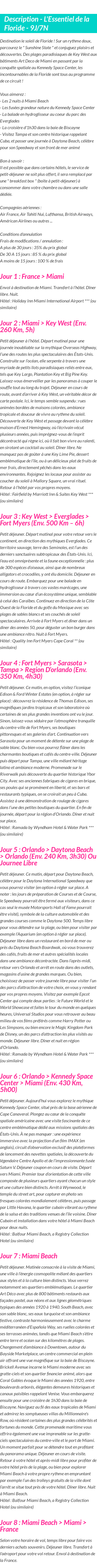 Détails du séjour