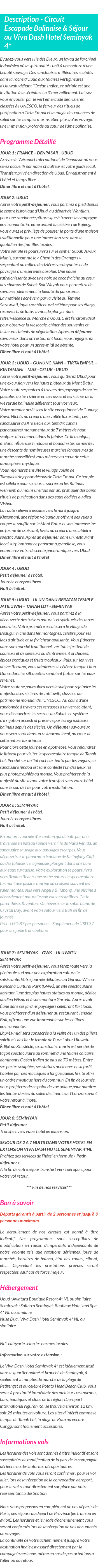 Détails du séjour