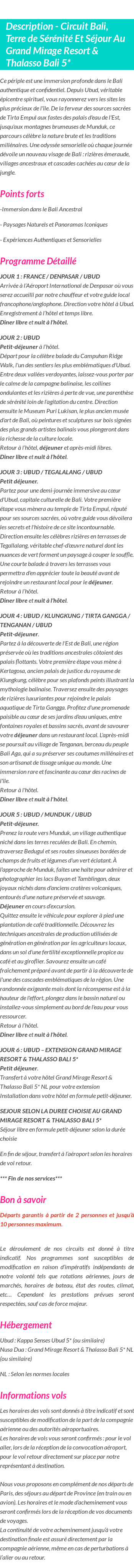 Détails du séjour