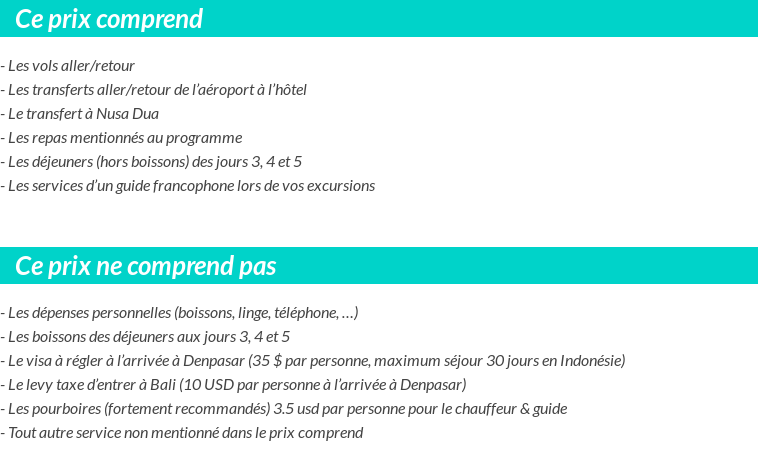 Conditions tarifaires
