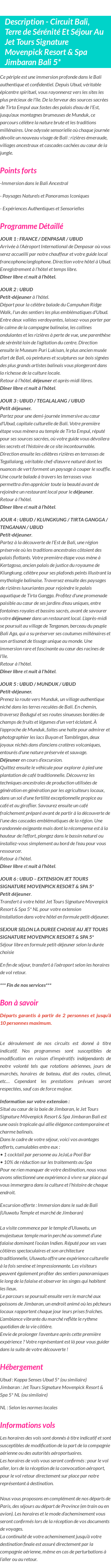 Détails du séjour